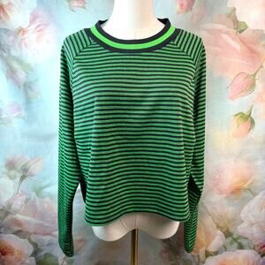 Future Collective Kahlana Barfield Brown Green & Black Striped Long Sleeve Top